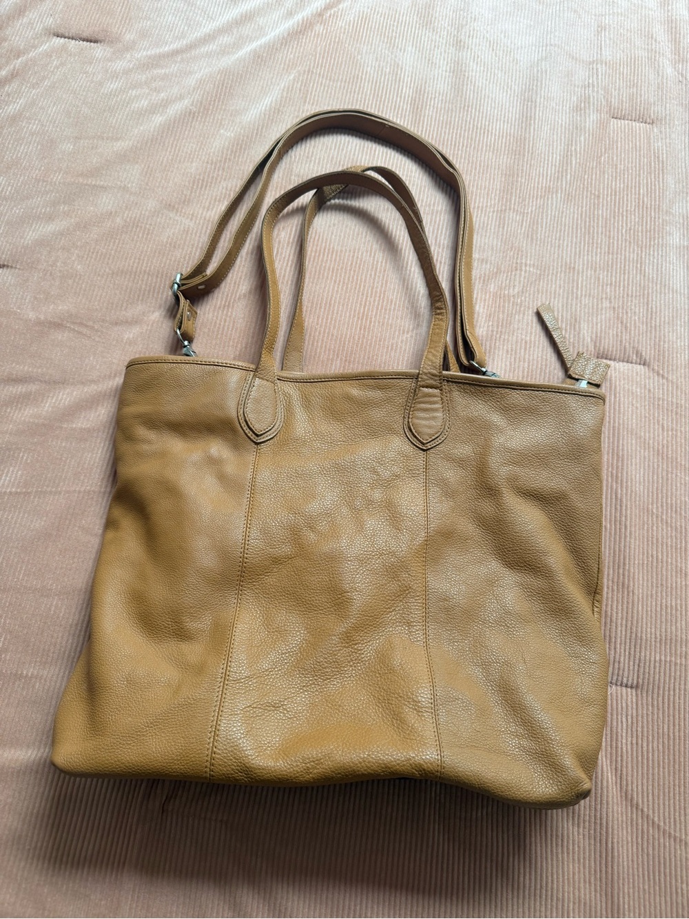 Tano Camel Leather Tote with Dual Straps